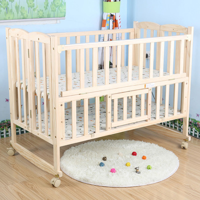 可折叠婴儿床实木无漆 酒店专供储物游戏多功能便携摇床一件代发|ms