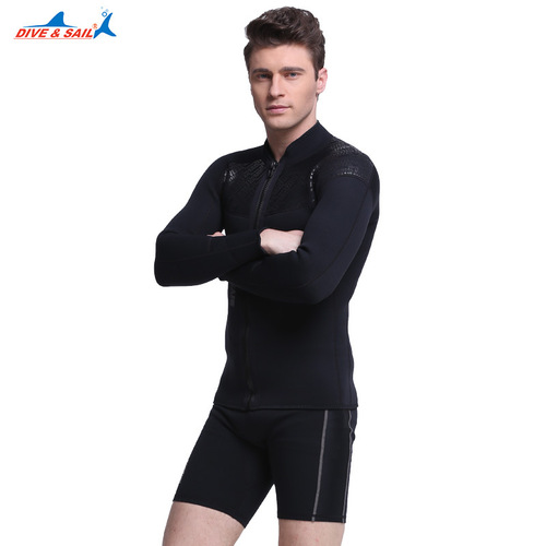 Men's 3MM neoprene wetsuit SCR thickened cold-proof long-sleeved wetsuit top front zipper swimsuit