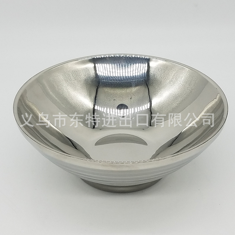 Factory direct sales of stainless steel ramen bowls, 304 Japanese ramen bowls, threaded bowls, high-end soup noodle bowls, thickened bamboo hat bowls detail image 5