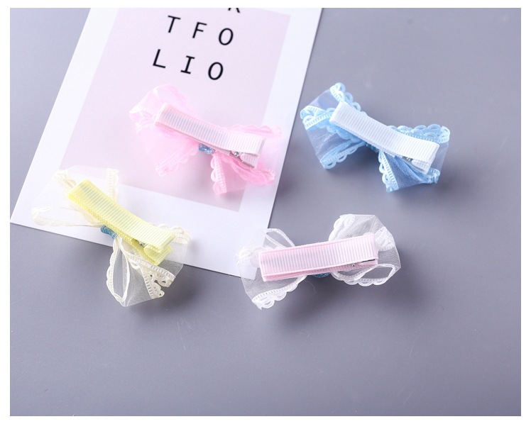 Girl's Sweet Bow Knot Cloth Handmade Net Yarn Hair Clip display picture 3