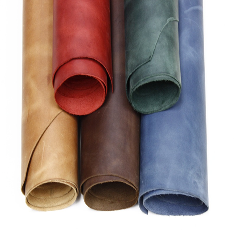 足尺乌克兰皮 头层疯马皮 黑色皮料半植鞣厚黄牛皮箱包头层真皮