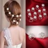 High-end hair accessory for bride from pearl, spiral, Korean style, flowered, wholesale