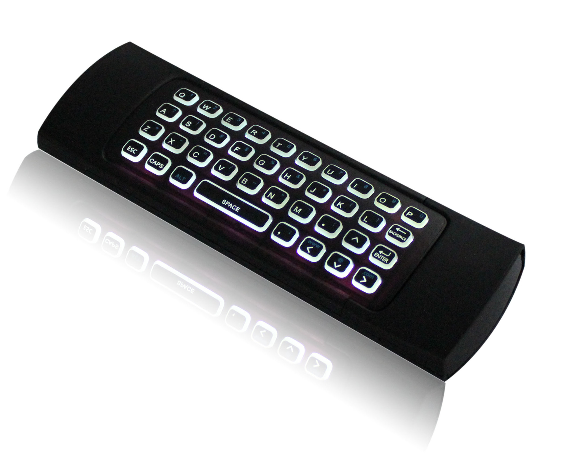 Teclado inalámbrico 2.4G retroiluminado MX3 – control remoto giroscópico con doble cara y sensor de movimiento
