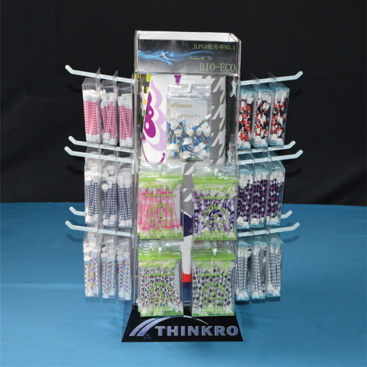 厂家制作亚克力带旋转挂钩饰品展示架