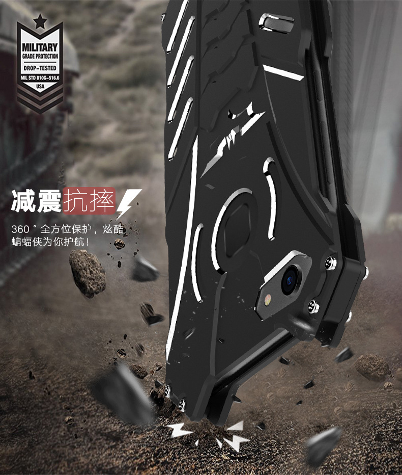 R-Just Batman Shockproof Aluminum Shell Metal Case with Custom Batarang Stent for vivo Y79