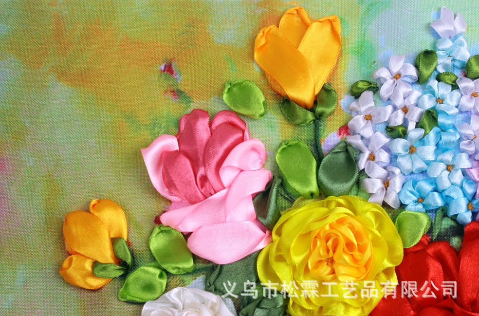 Oujin nianhua cinta bordado fábrica impresión en color directo pintura colgante caliente flor Idioma sala de estar entrada pintura decorativa