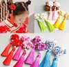 Children's decorations, Chinese hair accessory, silk festive cheongsam with tassels, hairgrip