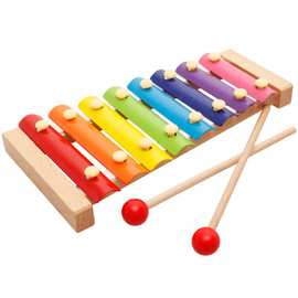 厂家木质儿童益智玩具奥尔夫乐器木制八8音阶小木手敲琴婴幼玩具