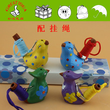 现货批发陶瓷小鸟摆件带挂绳混装水鸟口哨手工彩绘陶瓷小鸟哨子