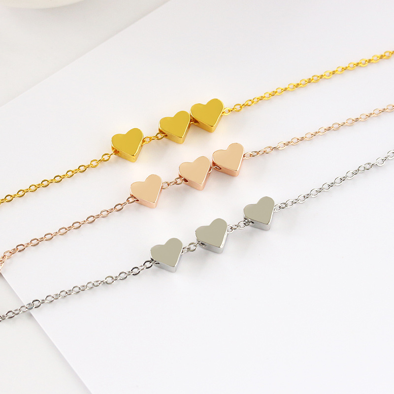 fashion glossy love electroplating color gold rose necklace