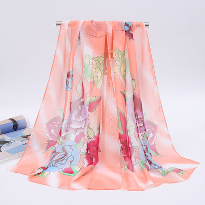 spring and autumn Korean Edition Chiffon Silk scarf printing Beach towel Amazing have more cash than can be accounted for Scarf Spring and autumn payment Dual use scarf wholesale