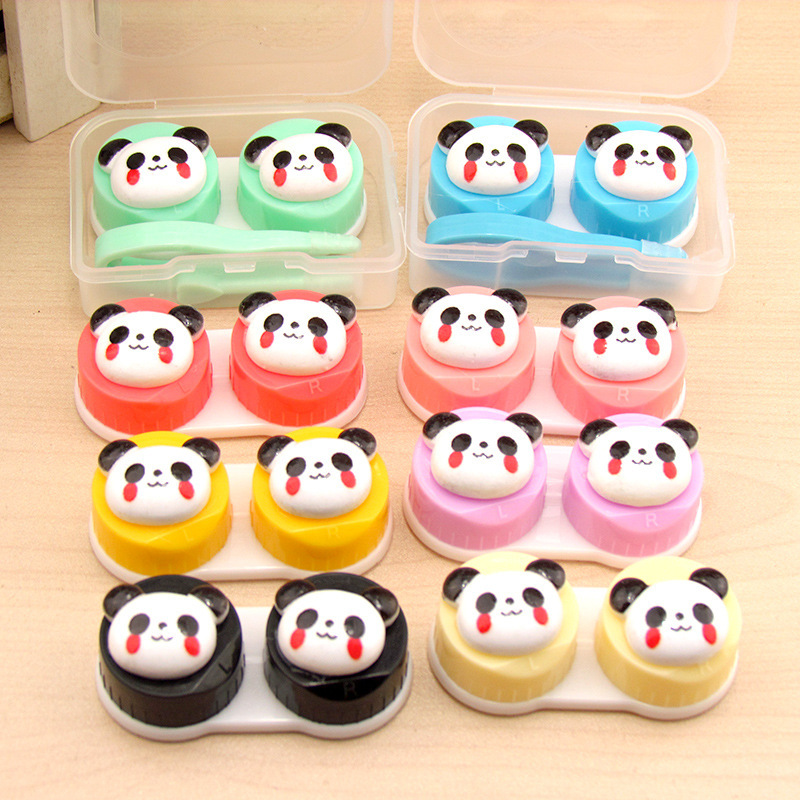 Small contact lens box panda contact lens couple box contact lens care Box Wholesale