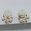 Accessory, fashionable earrings from pearl, Korean style, flowered, wholesale