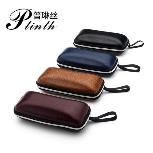 Korean style zipper leather glasses case, sunglasses case, sunglasses case, branded zipper case