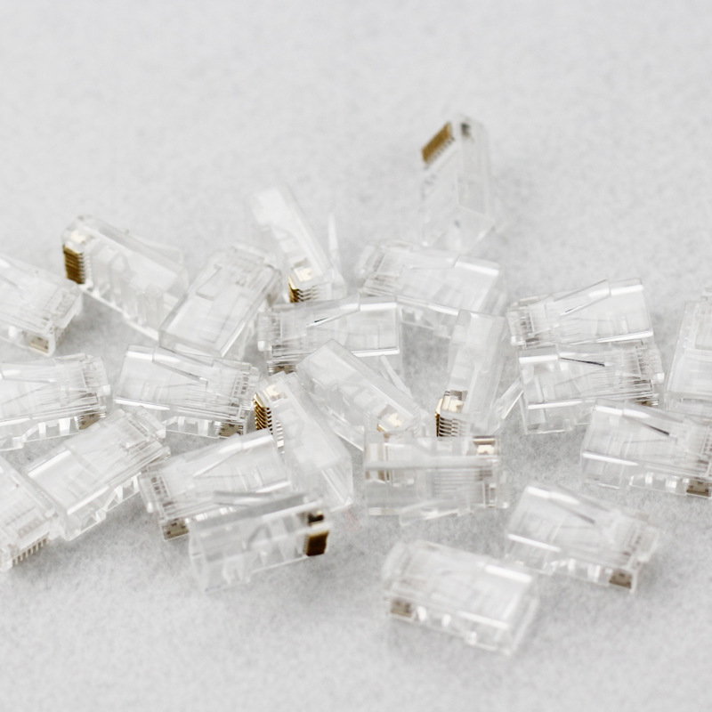5类6类跳线用 8芯网络水晶头 非屏蔽水晶头 铜质电脑水晶头