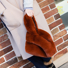 2017冬季新款仿獭兔毛皮草女挎包时尚手提包毛毛绒包背心包托特包