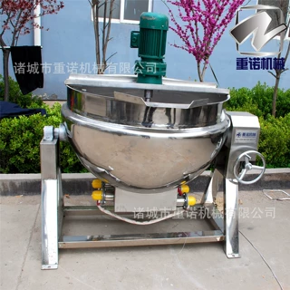 诸城重诺供应304不锈钢自动控温可倾式食堂用熬煮锅 大型炒菜锅