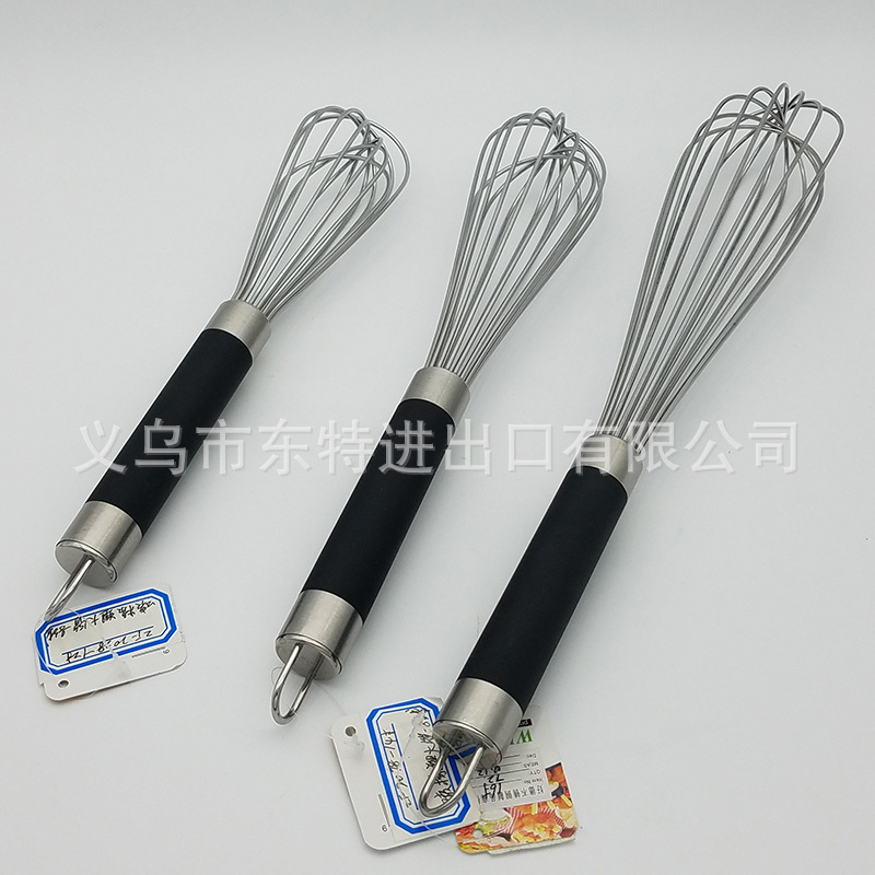 Factory direct sales of stainless steel egg beaters, high-end baking supplies, rubber-coated plastic handles, 8-line manual egg beaters detail image 5