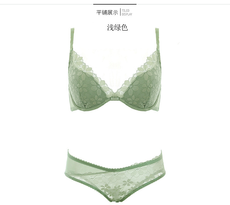 sexy embroidery thin cotton cup lace bra set  NSCL17755