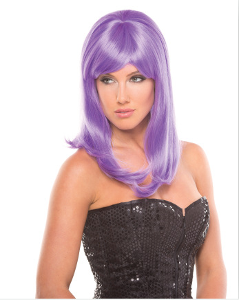 Estilo europeo y americano de estilo medio pelucas de cabello recto fiesta cubierta de cabeza estrella