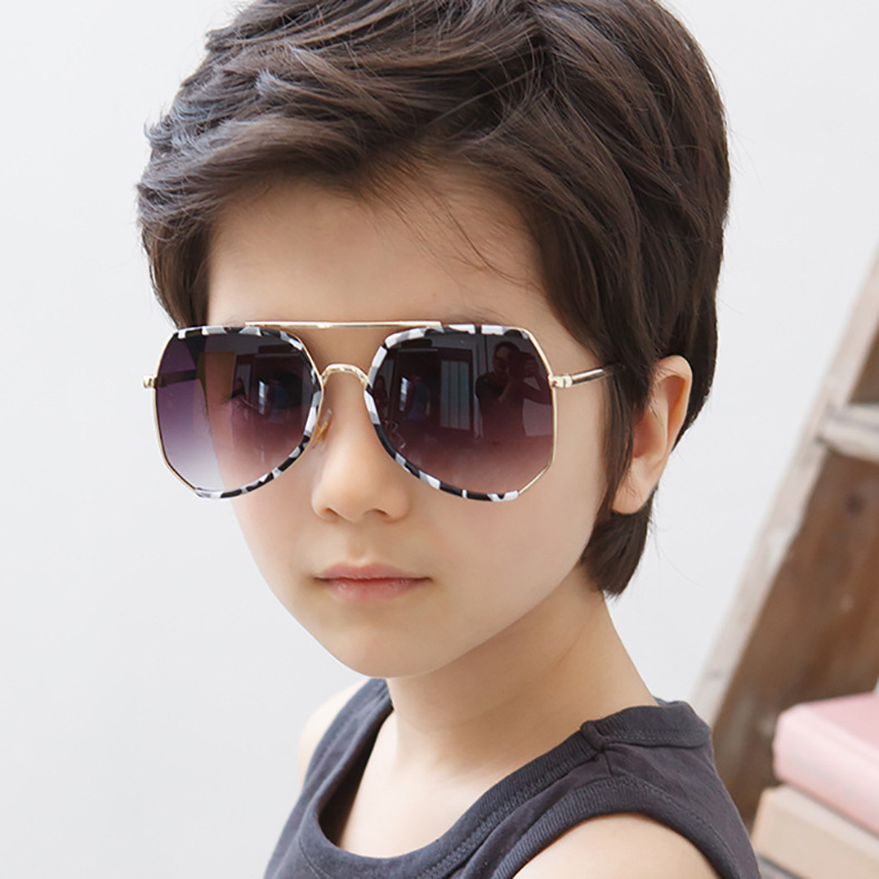 F055 impulse parent-child fashion camouflage boys and girls' glasses Korean color versatile metal half frame sunglasses