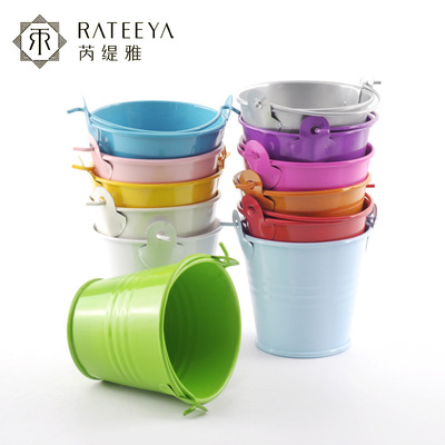 厂家直供创意多肉盆栽家居糖果工艺摆件小铁桶马口铁迷你小桶批发|ms