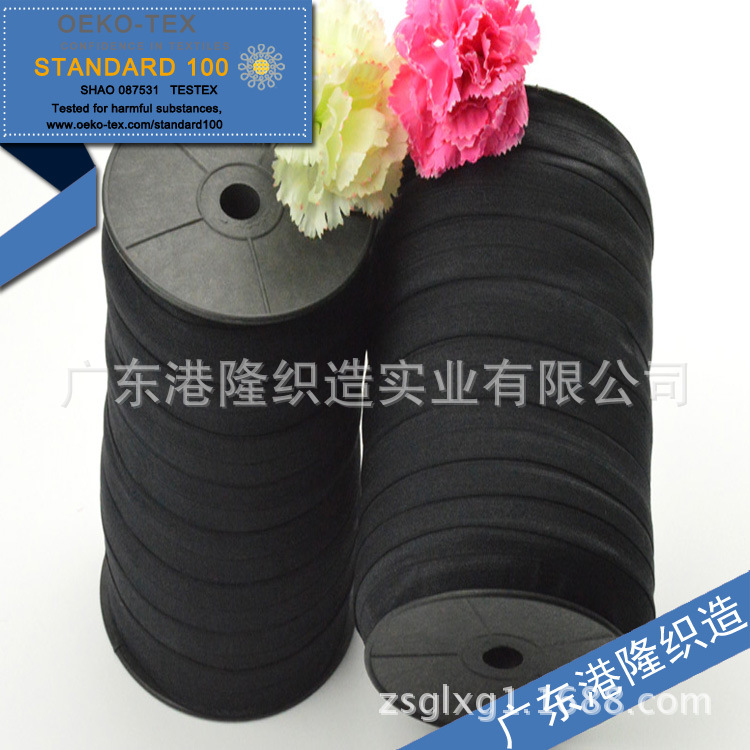 20MM/2CM/6分黑色有光包边带/包边橡筋/包边松紧带/色丁带