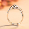 Silver one size wedding ring heart shaped for beloved, Japanese and Korean