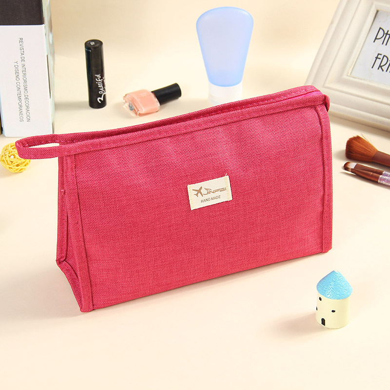 2024 New Cosmetic Bag Women's Portable Casual Korean Version Travel Canvas Storage Bag Solid Color Hand-Held Printable Logo