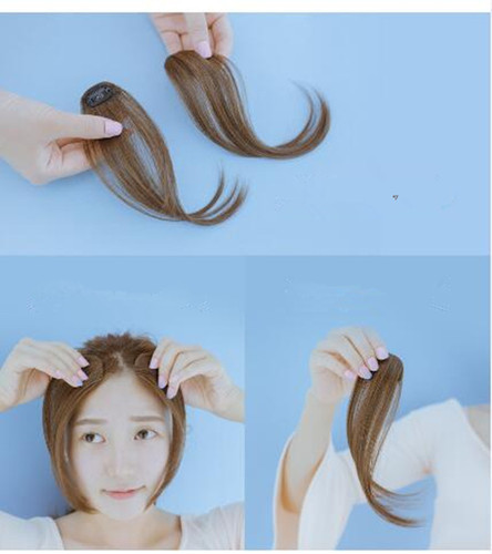 Center-parted fake bangs, realistic and natural air invisible micro-curly side-parted eight-figure diagonal bangs wig