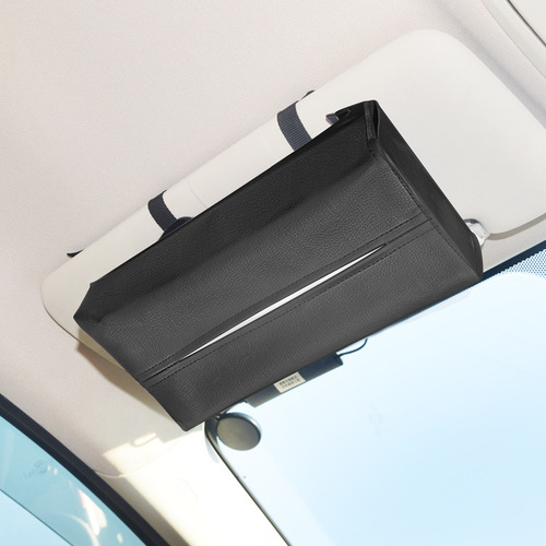 Car-mounted paper towel holder, car interior utility creative tissue box cover, seat-mounted car imitation PU leather napkin holder