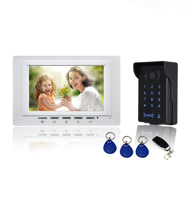 7寸高清彩色密码门禁刷卡可视对讲门铃/无线遥控开锁/厂家直销