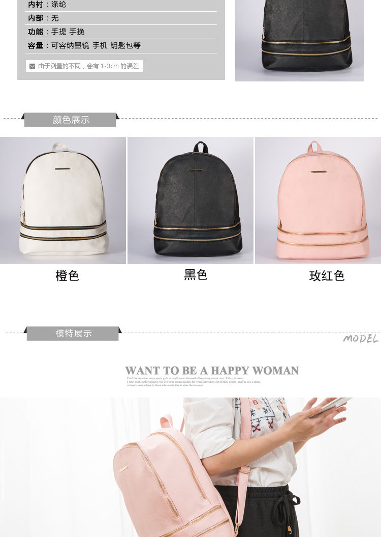 New Trend Small Backpack Soft Zipper Backpack Korean Fashion All-match Women's Bag Wholesale display picture 2