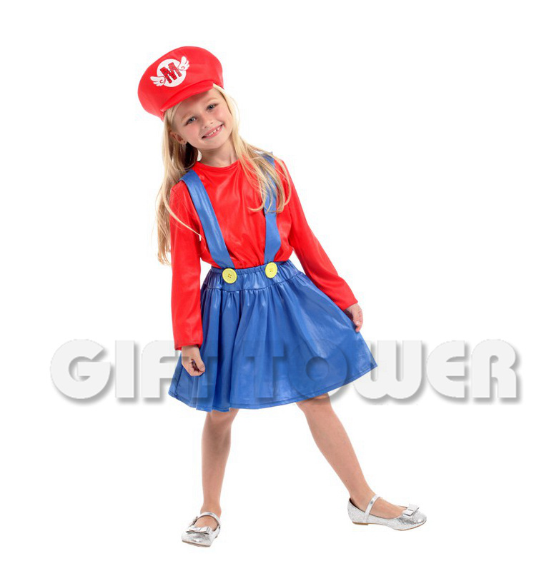 超级玛丽马里奥套装小女水管工舞台表演服装 儿童超人动物猪e道服G-0258 舞台服、表演服详情图2