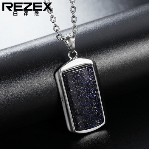 P0021-NK03 Manufacturer: Trendy European & American-Style Gemstone Titanium Steel Pendant – Unisex Gemstone Necklace