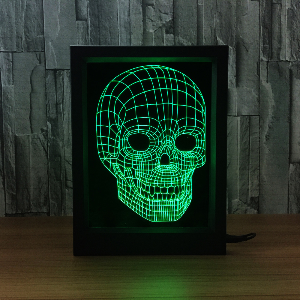 3d相框灯 创意相框灯 led相框灯惩罚面具骷髅头