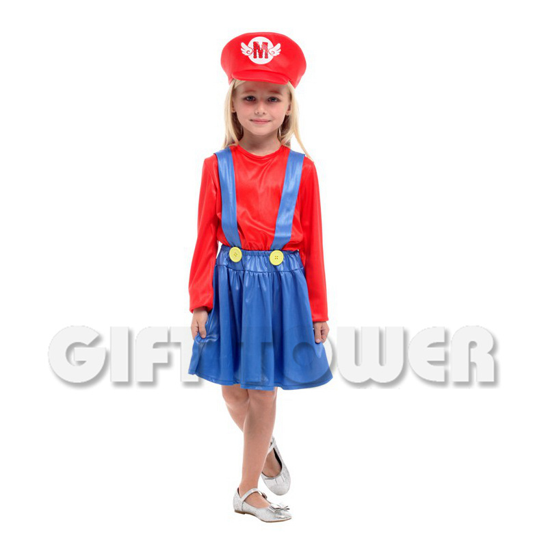 超级玛丽马里奥套装小女水管工舞台表演服装 儿童超人动物猪e道服G-0258 舞台服、表演服详情图1