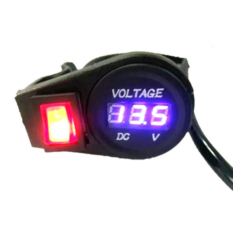 摩托车电动车直流数显电压表 带开关安装支架测压5-30V 改装 CY