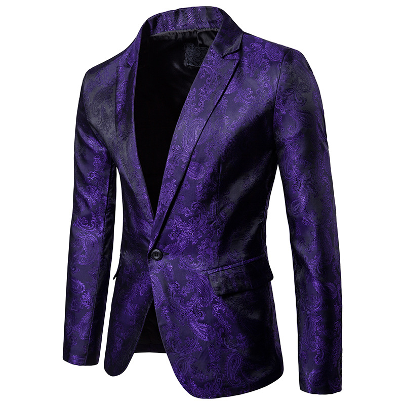 Taobao men's spring and autumn new suit palace style dark design men's one button Korean slim men's suit