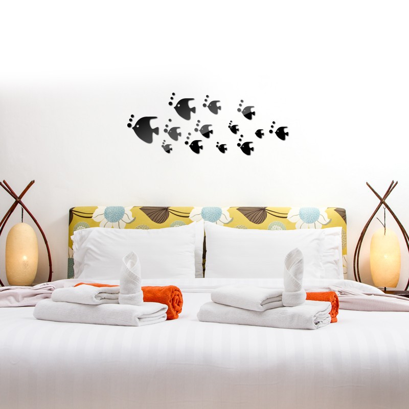Creative Home Small Fish DIY Background Decoration Mirror Personalized Living Room Bedroom 3D Stereo Wall Sticker_voghion.com