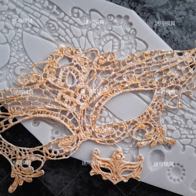 Fondant pastel máscara molde de silicona encaje bola máscara pastel molde DIY chocolate molde de silicona