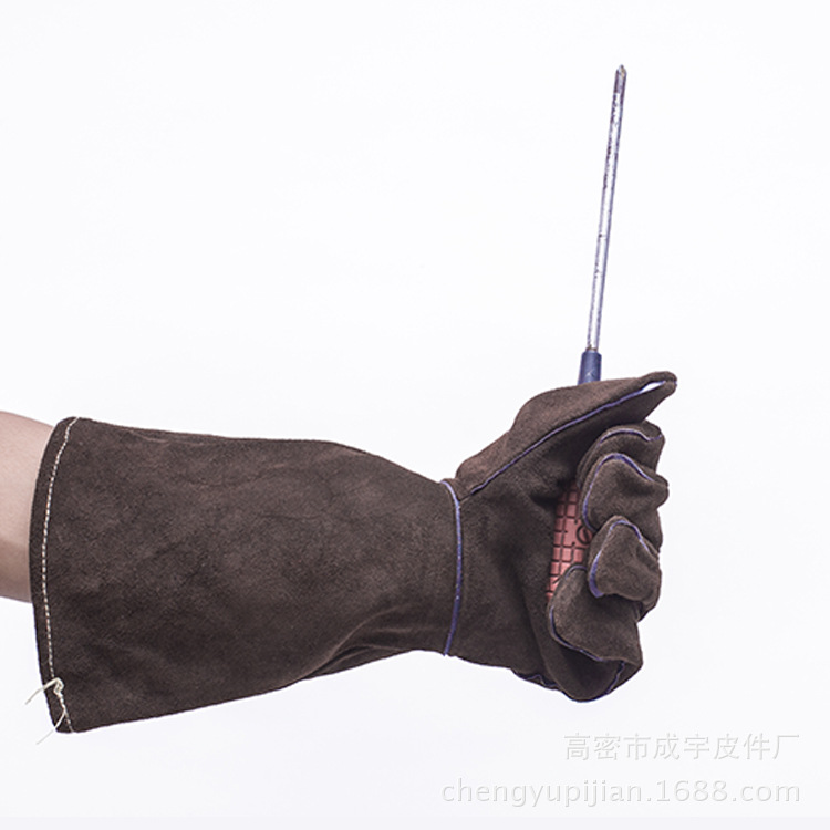 电焊手套棕色全牛皮电焊防护手套 防滑耐磨耐热焊工手套