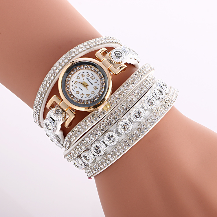 Alloy Inlaid Diamond Ring Bracelet Watch