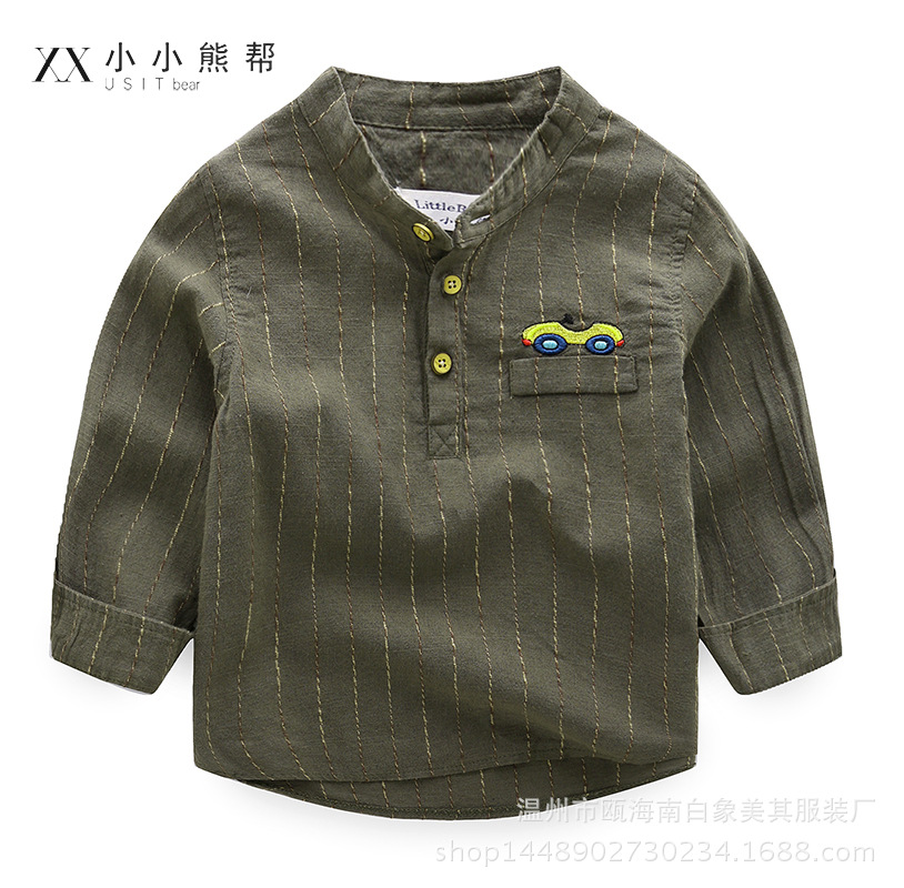 The new children&#39;s clothing 2018 Spring pure cotton Korean Edition Boy Embroidery A car Long-sleeved shirt children jacket On behalf of