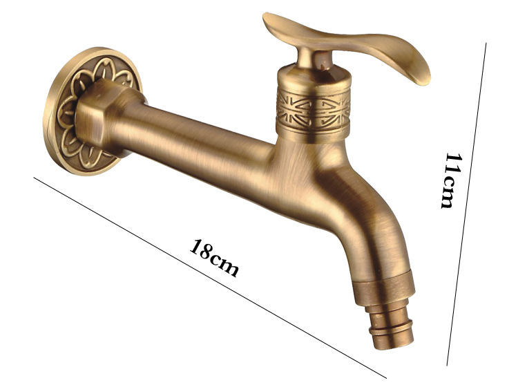 Antique-style washing machine faucet, all-copper European-style extended mop sink faucet, 4-minute single-cooling wall-mounted quick-boiling faucet undefined