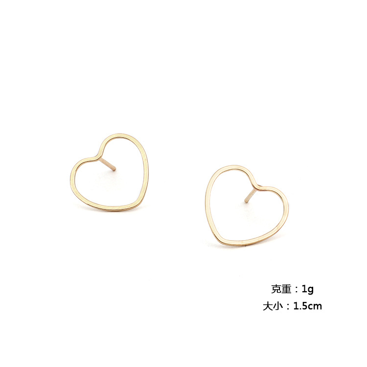 2g Weight Earrings, Ear Studs Classification Wedding, Travel Occasion Women'S Gender Gold, Silver Color New Fashion Simple Geometric Heart-shaped Earrings 7