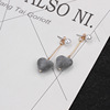 Demi-season asymmetrical cute earrings heart-shaped from pearl, Korean style, wholesale