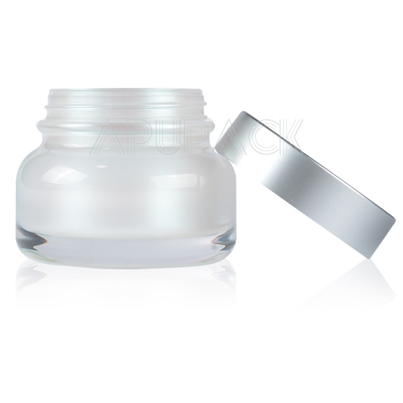 优质厚实电镀盖椭圆亚克力素颜霜瓶50ml/30ml 懒人霜包材厂家