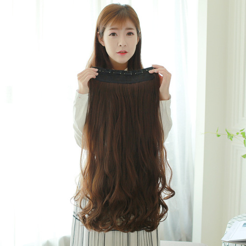 Manufacturer wholesale wig European and American long straight hair one-piece five-clip hair high-temperature silk breathable hair extensions wig for women
