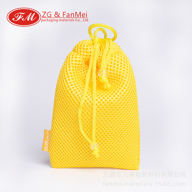 厂家直销网布束口袋 网布耳机袋 加密三明治网音响束口袋环保材质